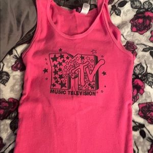 vintage 2000s MTV hot pink tank top